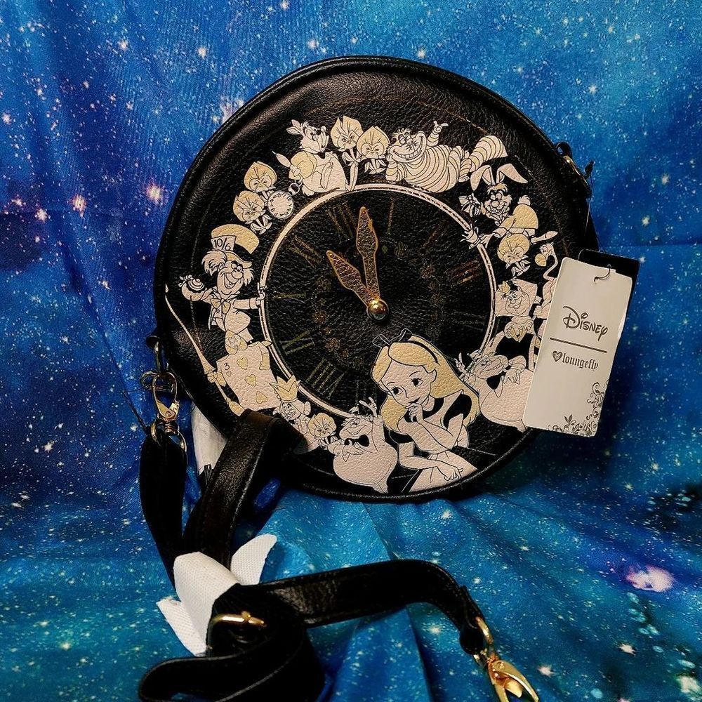 Loungefly Heart Logo Alice in Wonderland Crossbody Clock Bag